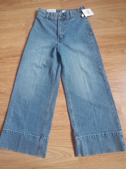 Spodnie jeansowe wide leg cropped H&M 36