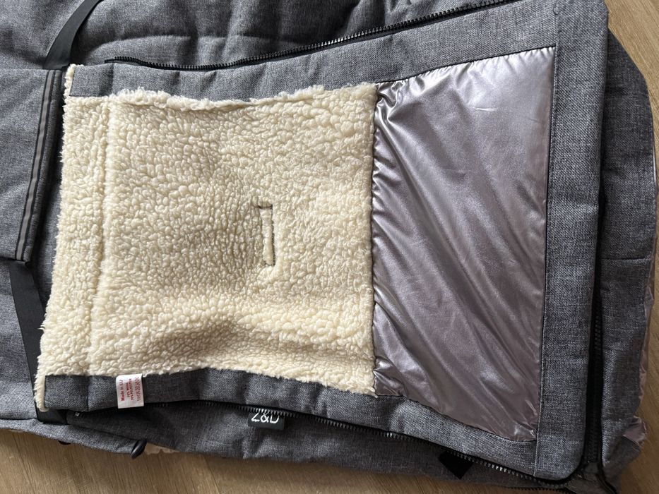 Зимовий конверт на овчині в коляску Z&D New (Лен Сірий)