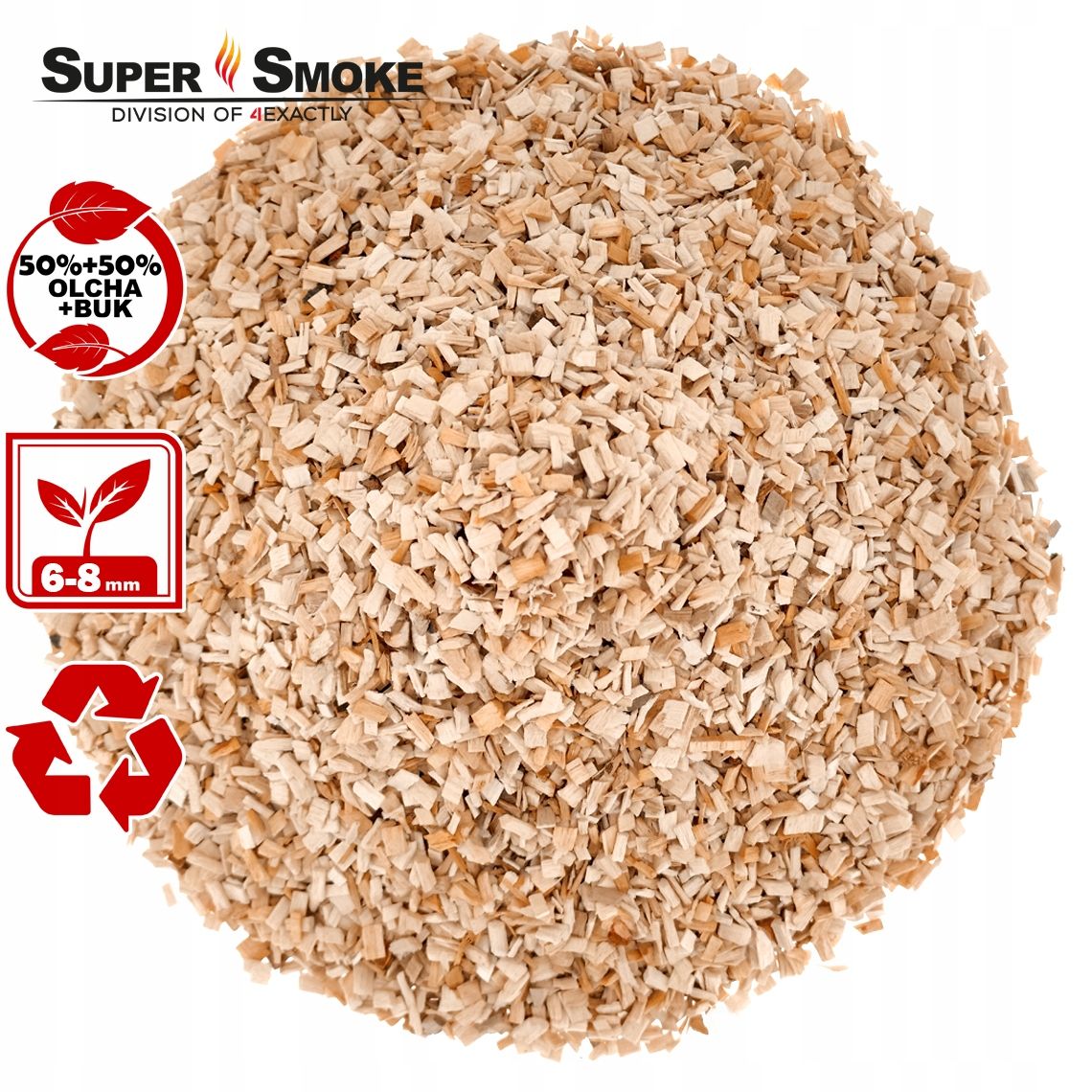 Zrębki Wędzarnicze SuperSmoke OLCHA+BUK KL-08 (6-8mm) Medium 10 Litrów