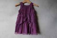 Sukienka 68 MONSOON fioletowa falbanki letnia suknia balowa zjawiskowa