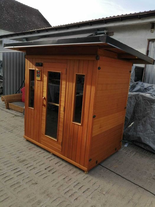 Sauna FIŃSKA infrared zewnętrzna ogrodowa na dwór z dachem 2w1 230v