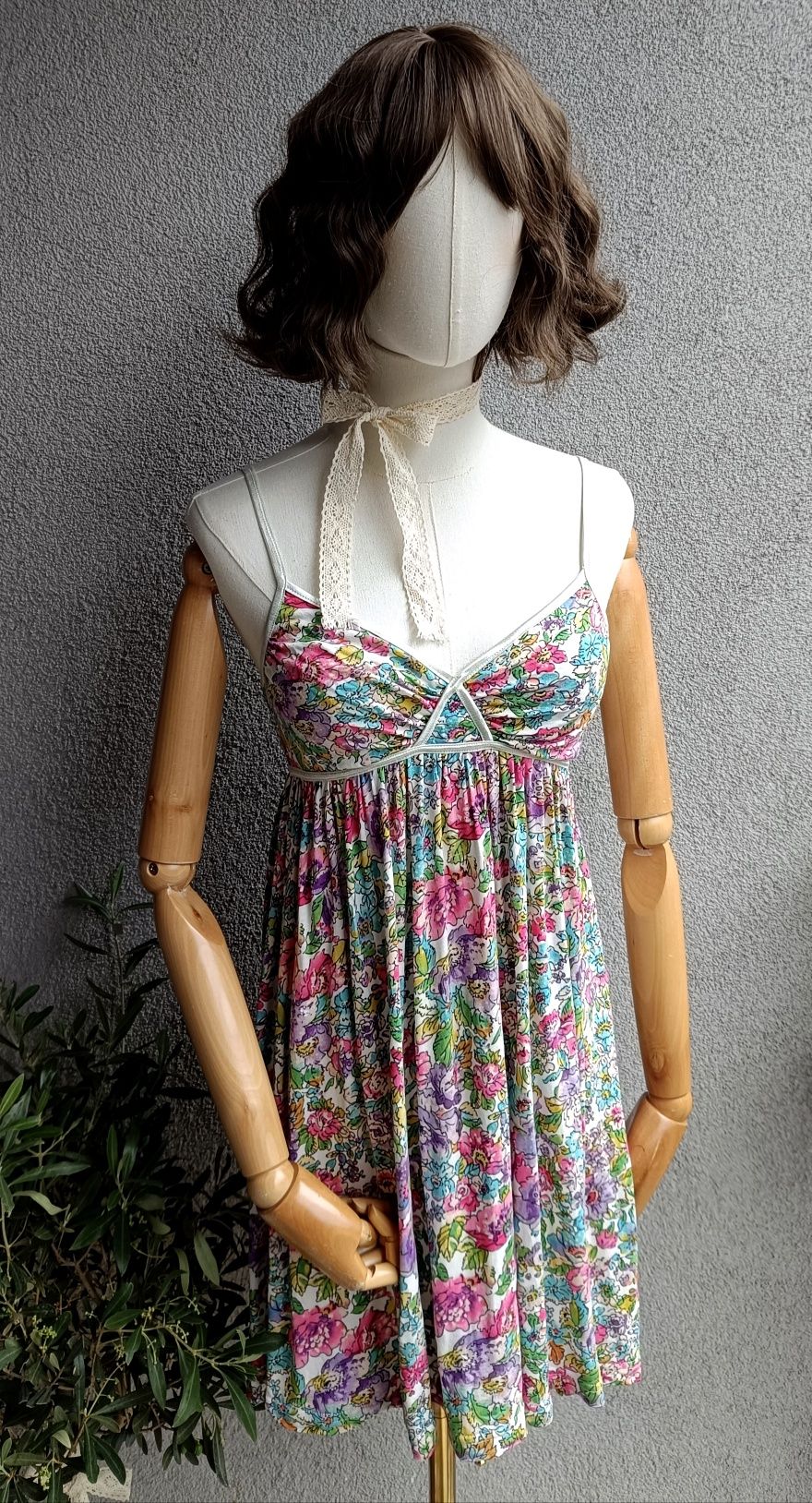 H&M S M biust 34-40x2 sukienka kalka 100 % viscose kwiatuszki urocza