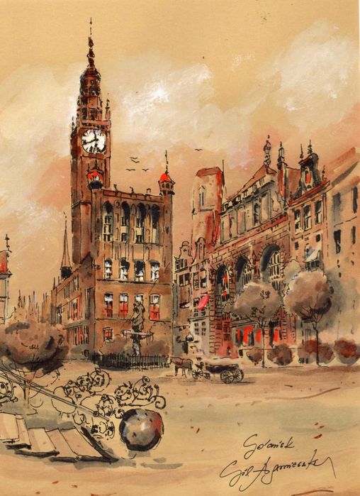 Gdańsk- 21x30cm Akwarela - Pomysł na prezent