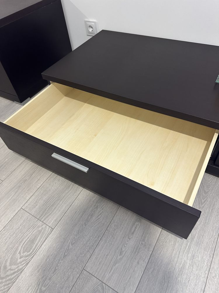 Moveis modulares sala estar Wengue. Aparadores, modulos parede e mesa