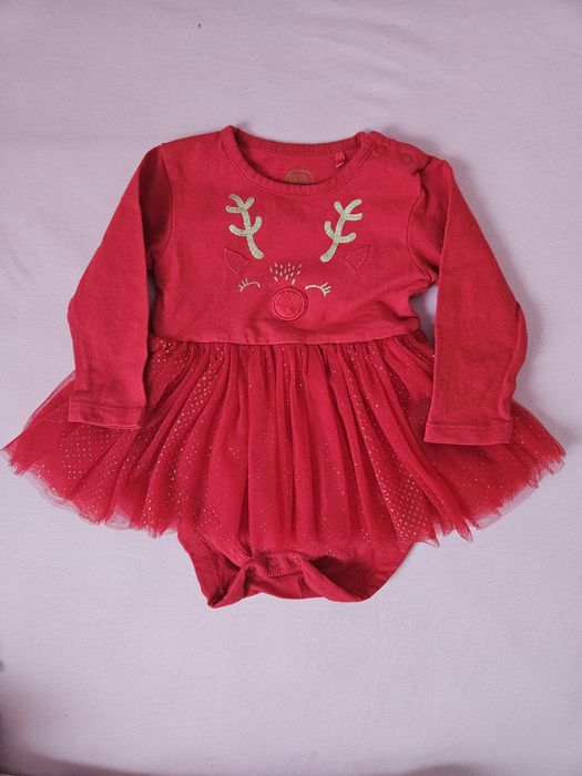 Sukienka świąteczna cool club czerwona renifer rozmiar 68