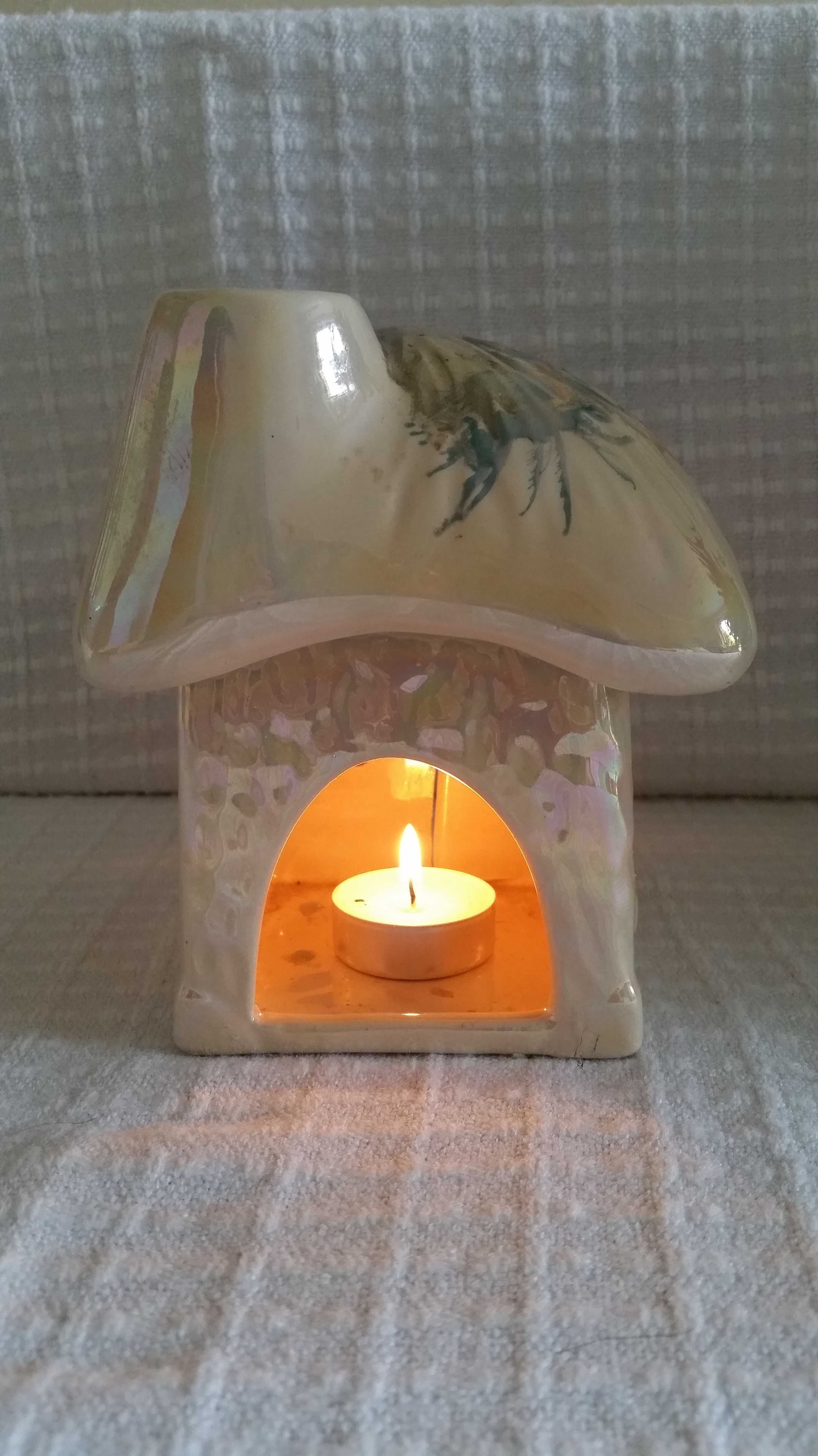 DOMEK ceramiczny chatka na świeczkę KOMINEK wosk tealight