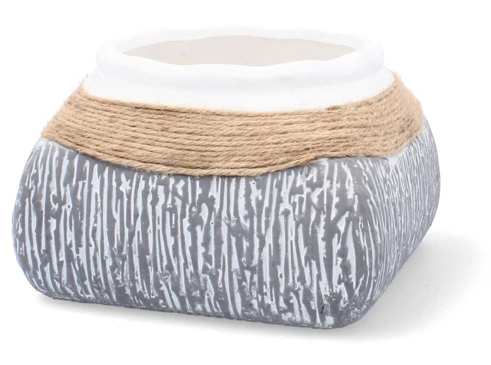 Osłonka ceramiczna szara doniczka na kwiaty dekoracyjna kwadratowa 13