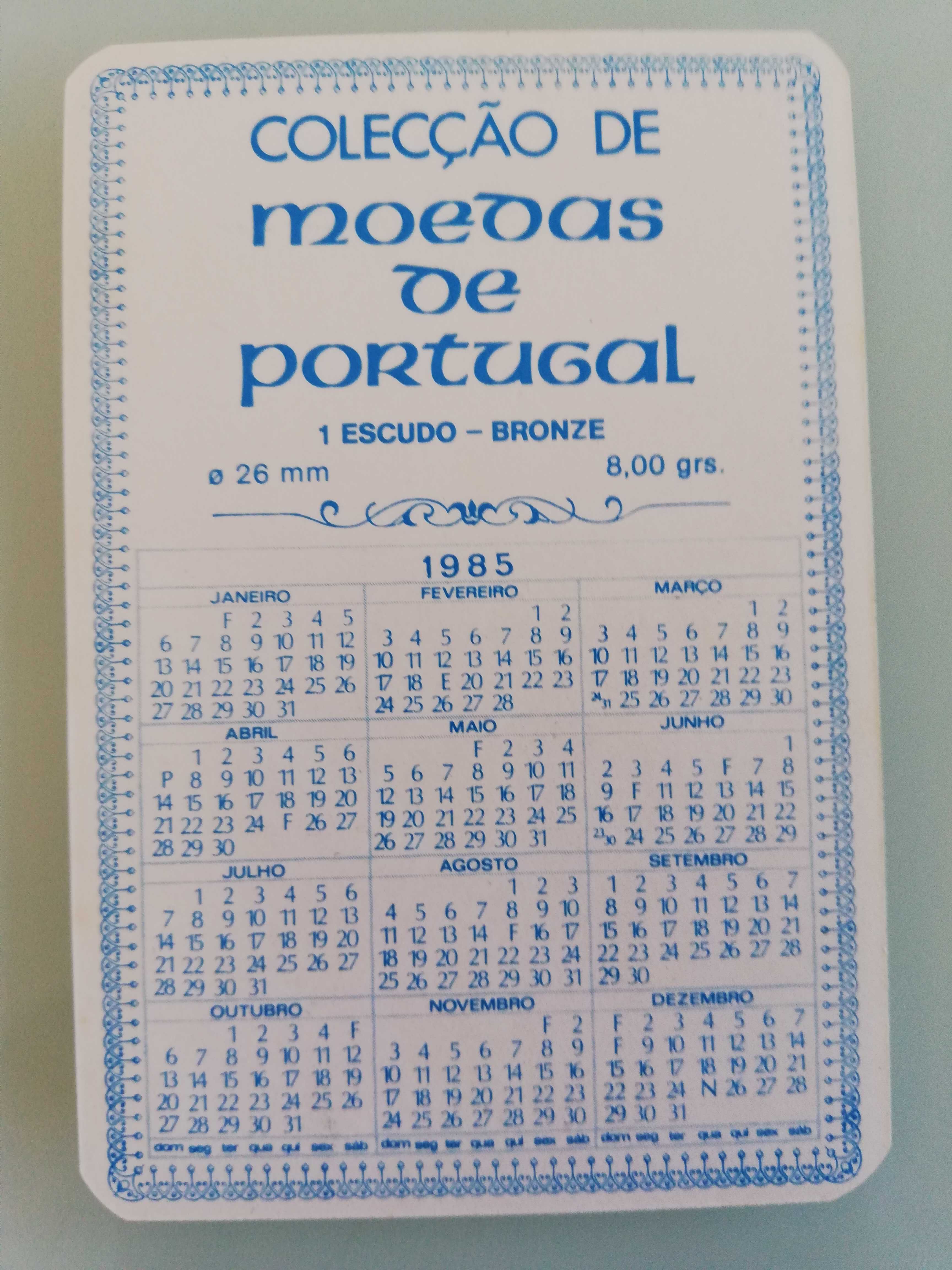 Calendários de bolso - Moedas portuguesas