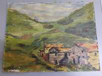 Quadro antigo pintura a óleo paisagem