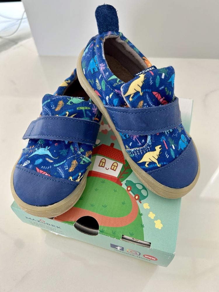 Kapcie Mazurek batefoot softex dino blue rozm 24