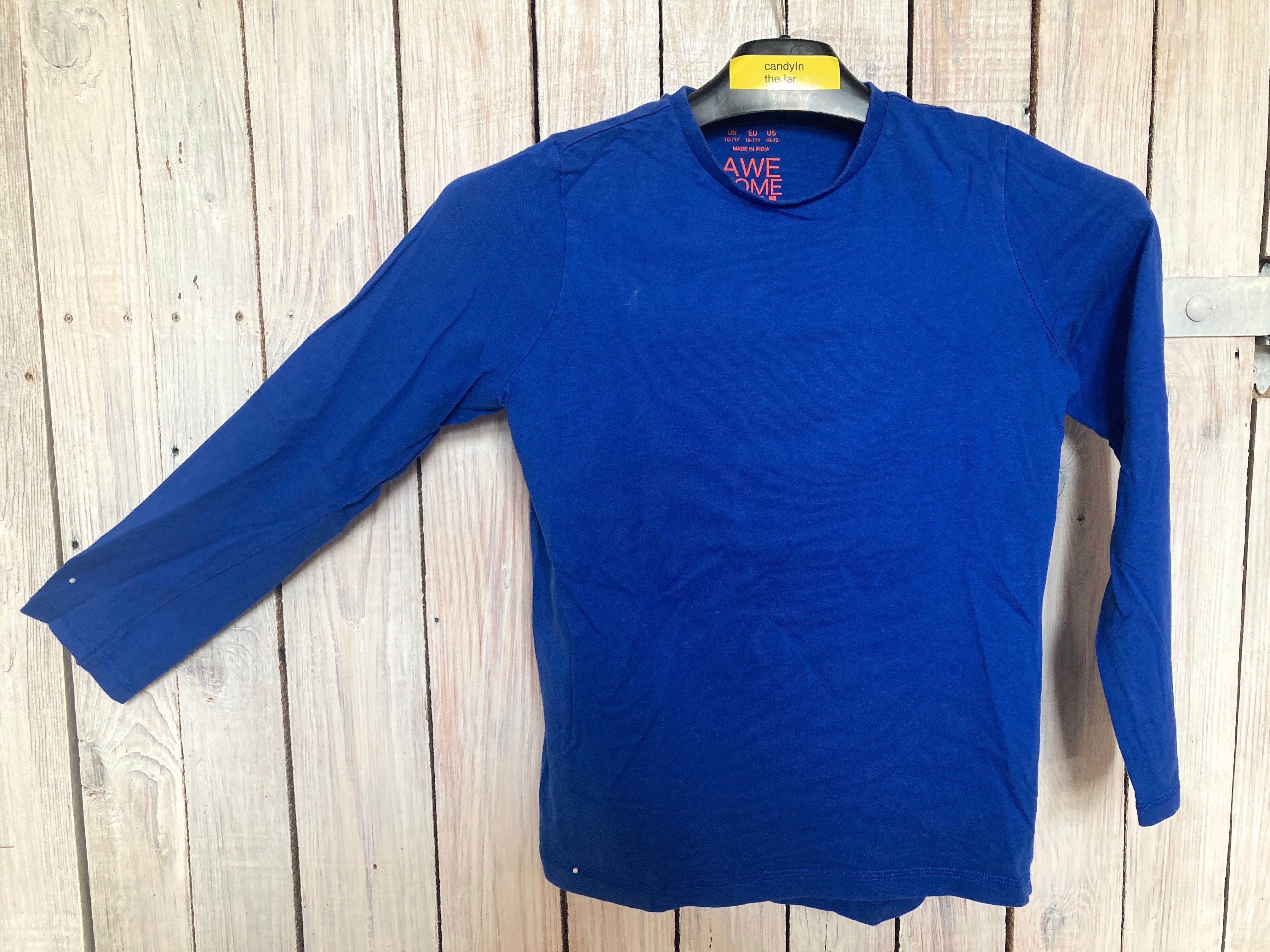 F&F, Koszulka z długim rękawem, 10-11 lat, 146cm., niebieska