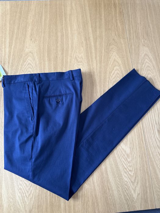 Eleganckie Włoskie spodnie granatowe
