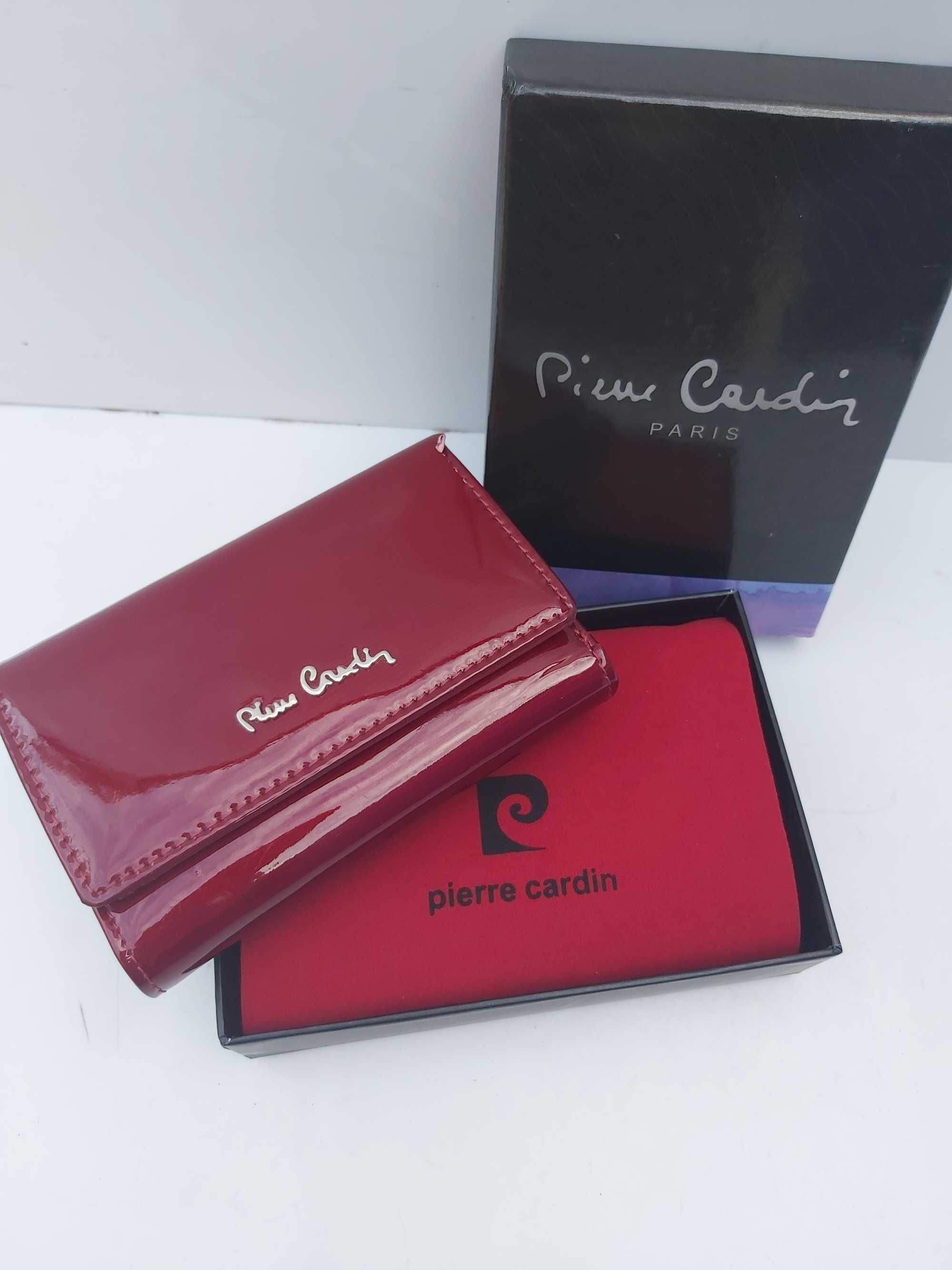 Nowy portfel czerwony PIERRE CARDIN  lakier skorzany