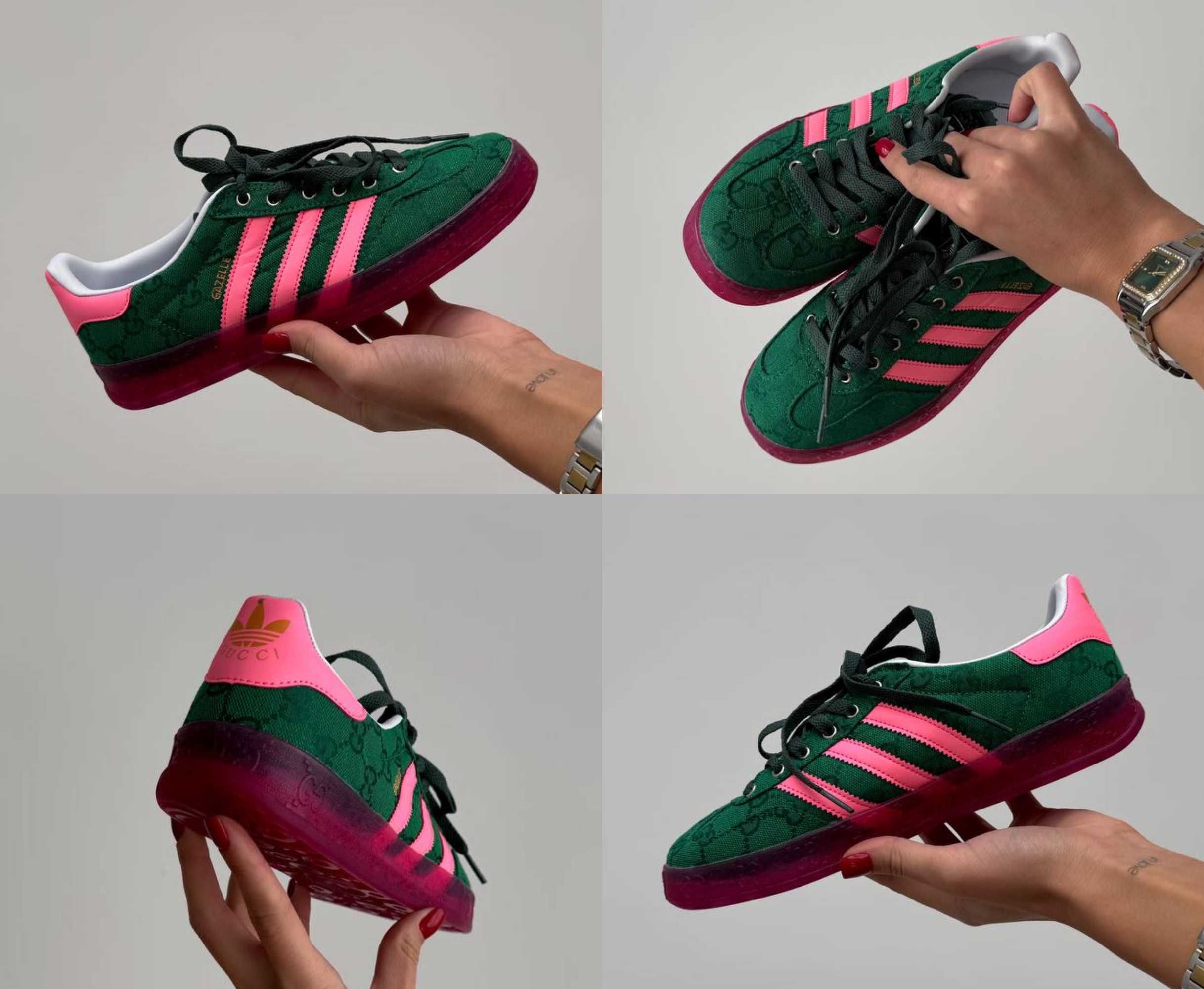 Женские кроссовки Adidas Gazelle Green Pink 36-40 Новинка Весны! Топ