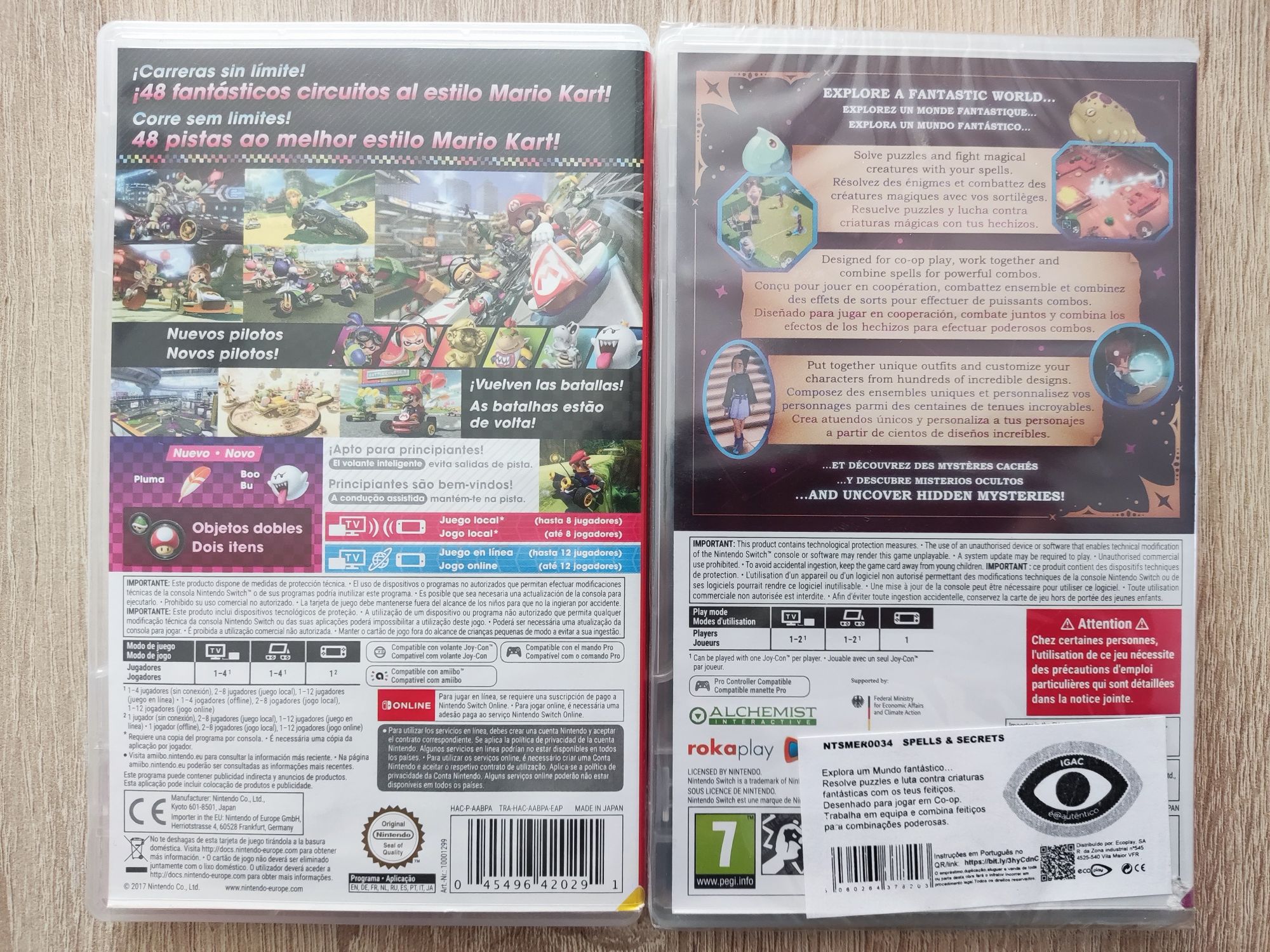 2 jogos nintendo switch Mario kart 8 e Spells and Secrets