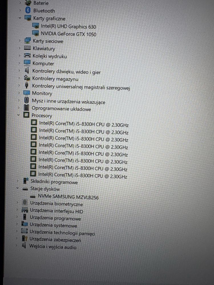 Laptop gamingowy Acer Aspire 7 GTX 1050 i5-8300h