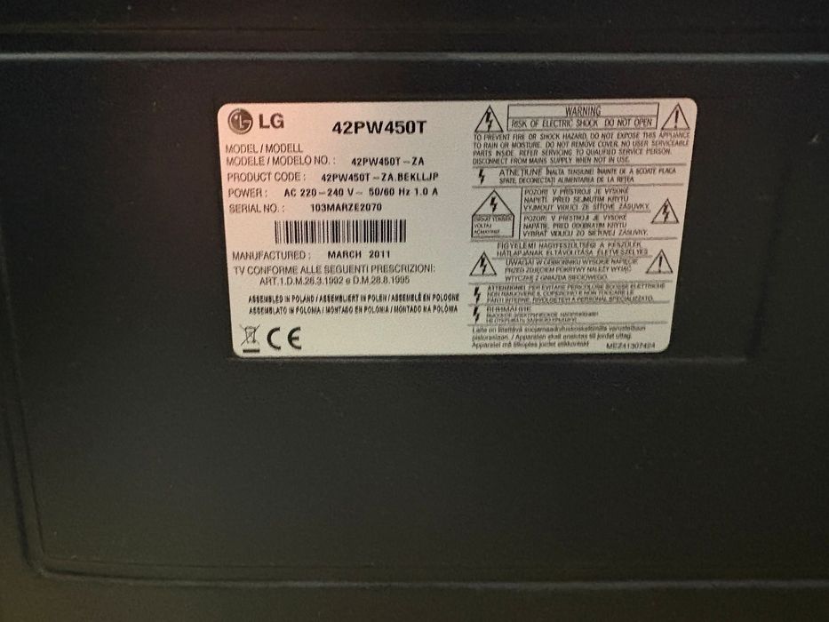 telewozor LG 42 cale i okulary 3D