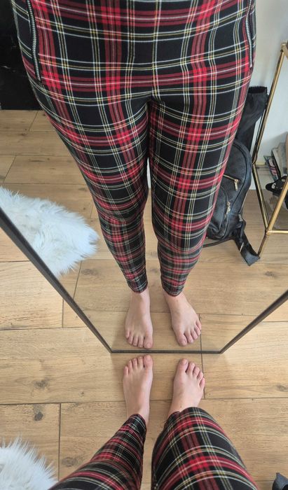 Spodnie w kratę wiskoza pants punk rock proste Zara 40/L