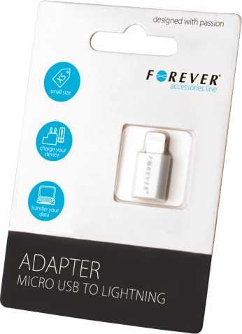 Adapter Forever microUSB na Lightning biały