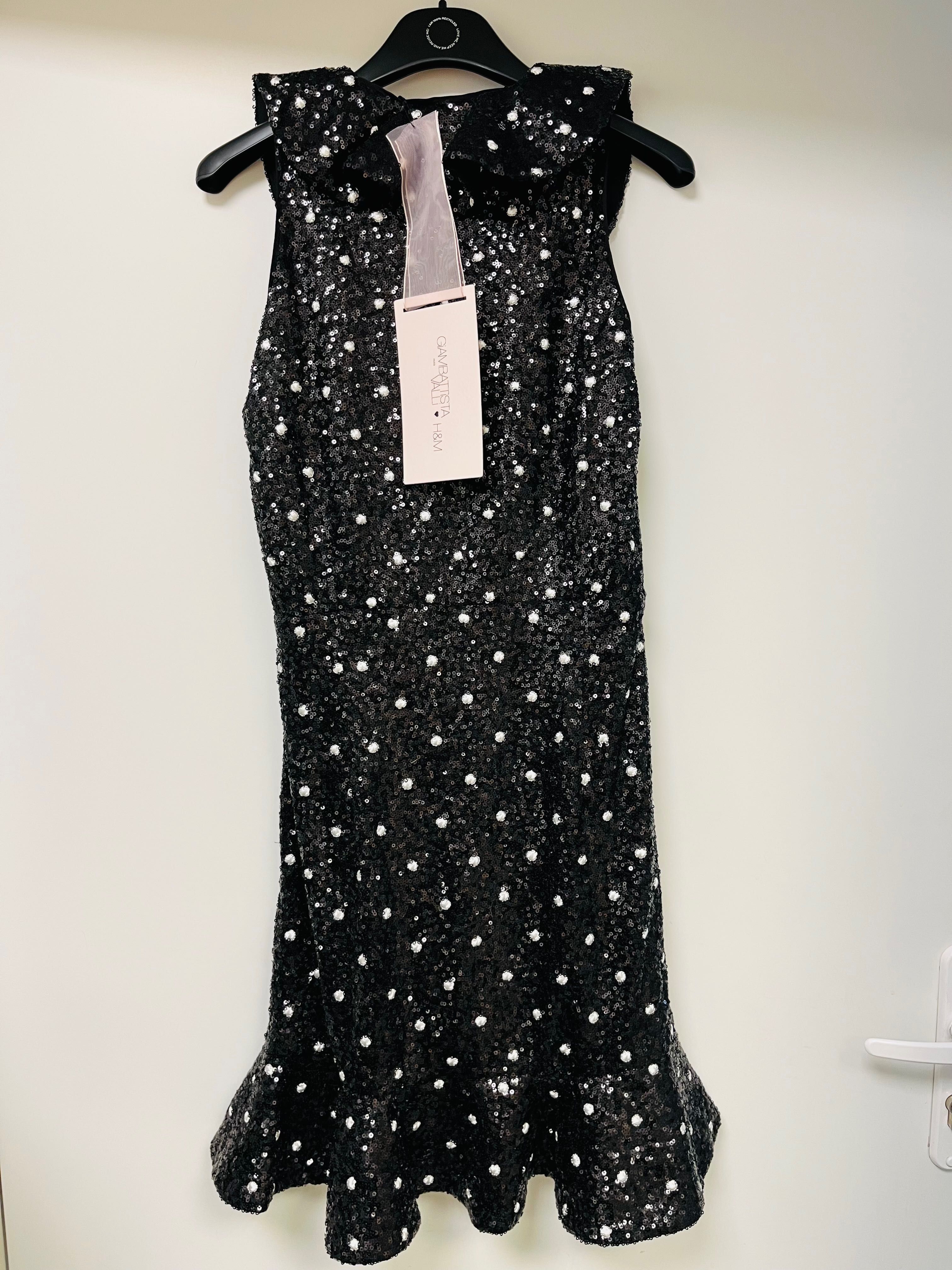 Giambattista Valli x H&M Czarno-biała wieczorowa suknia cekiny r. 36.
