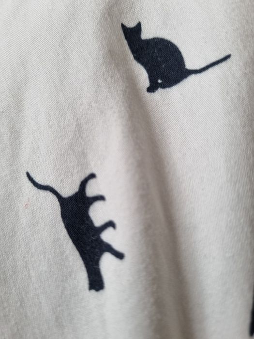 Sukienka szmizjerka bawełnianą biała koty mohito print kołnierzyk lato