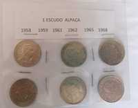Vendo conjunto 6 moedas de 1 escudo alpaca (vários anos)