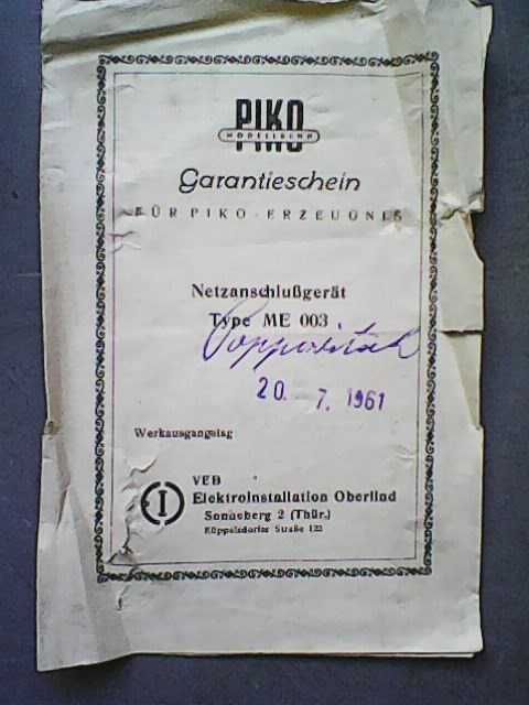 kolejka piko bardzo stara rzadka zasilacz pudelko rok 61 tania wysylka