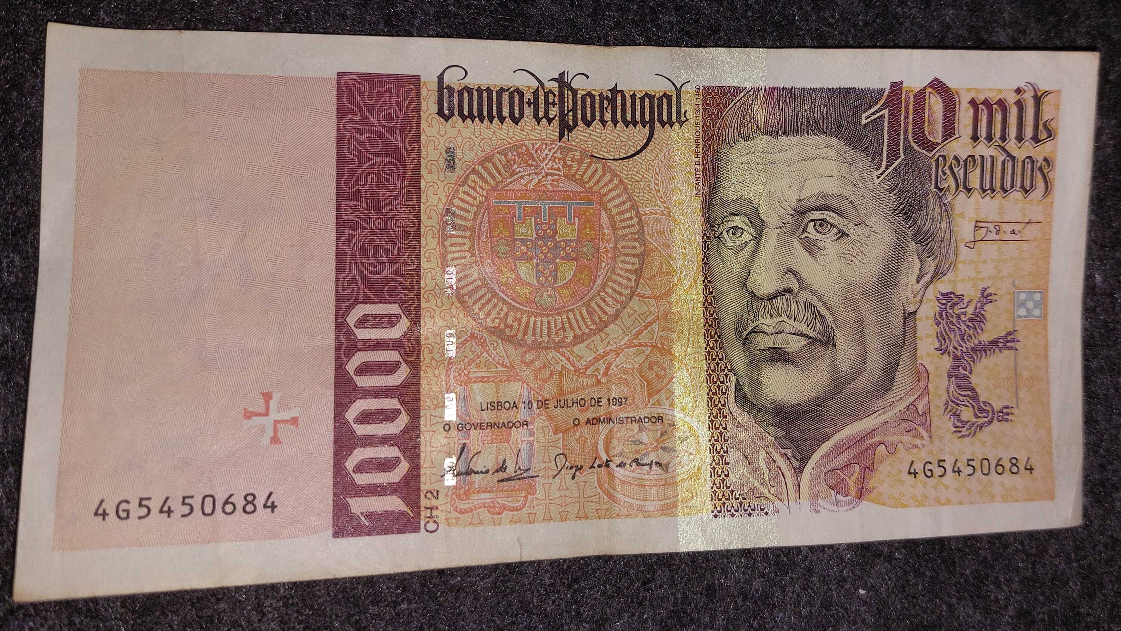 Nota de 10 mil escudos de 1997 - Banco de Portugal - Diogo Campos