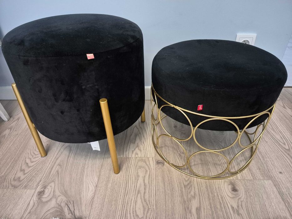 Sprzedam 2 pufy czarne Home and you złote