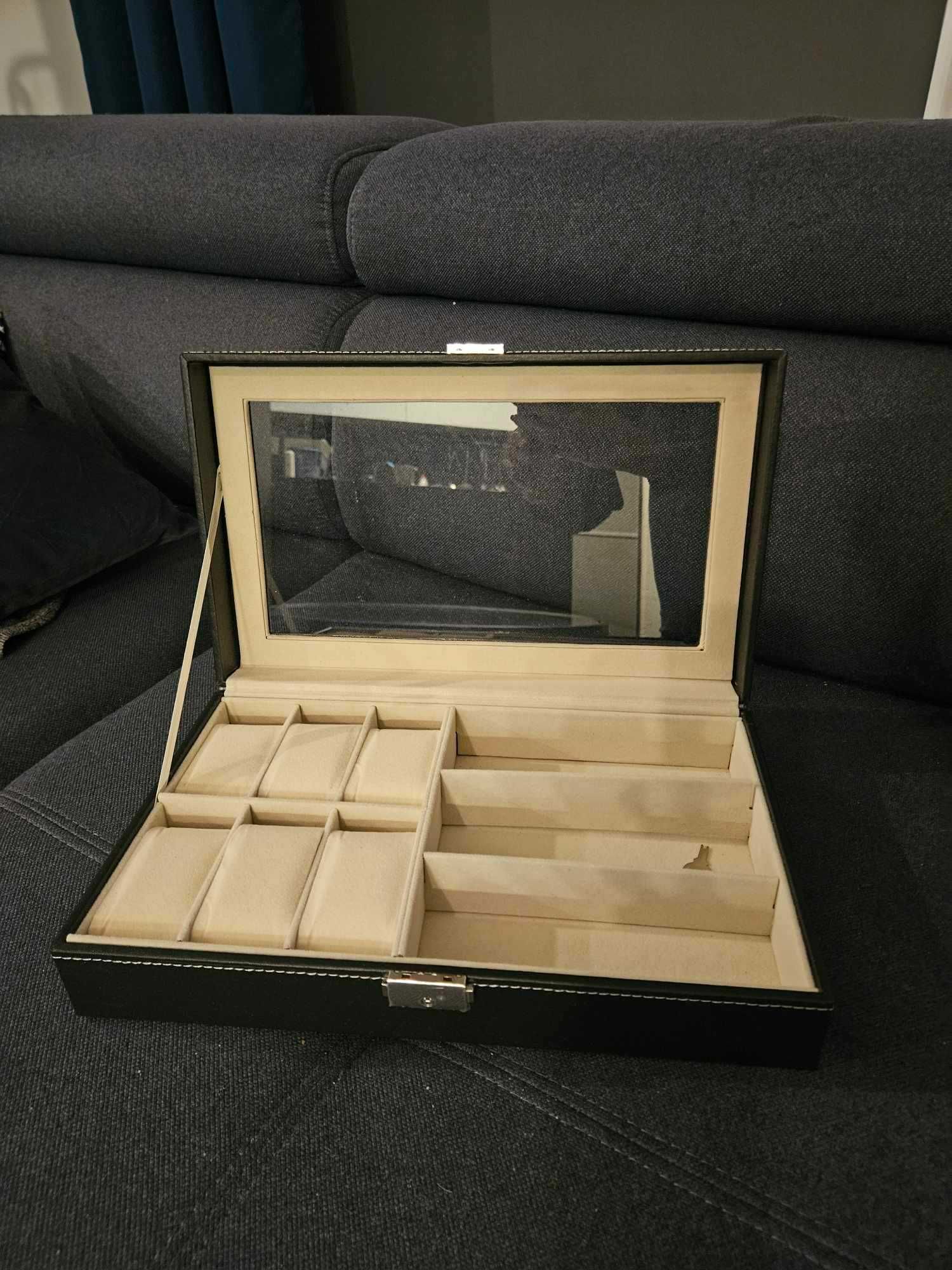 Kuferek szkatułka etui pudełko organizer na zegarki i okulary