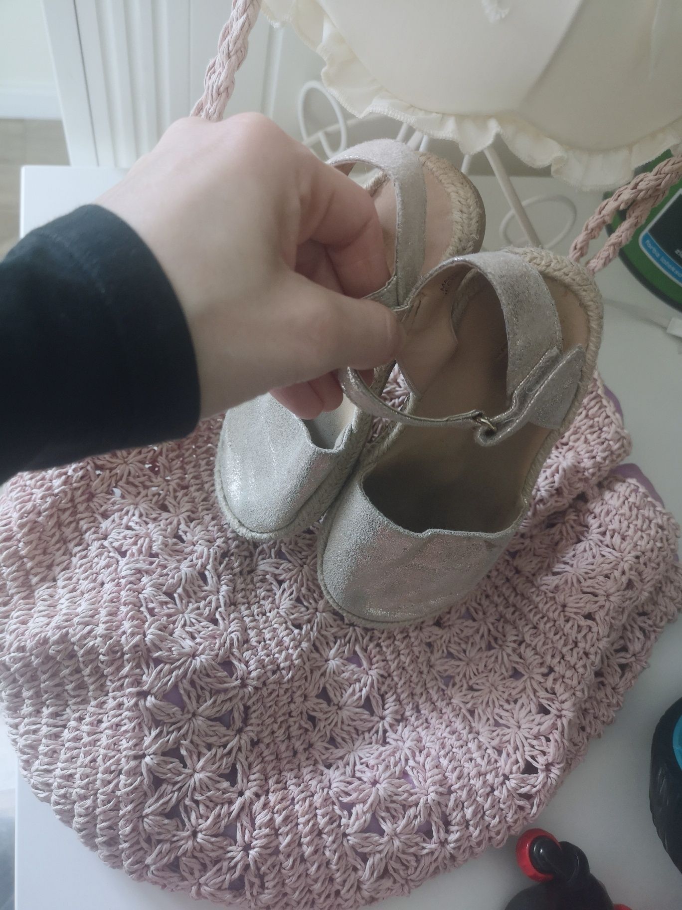 Buciki H&M sandałki 25 rozmiar złote jasne + torebka plecak różowy