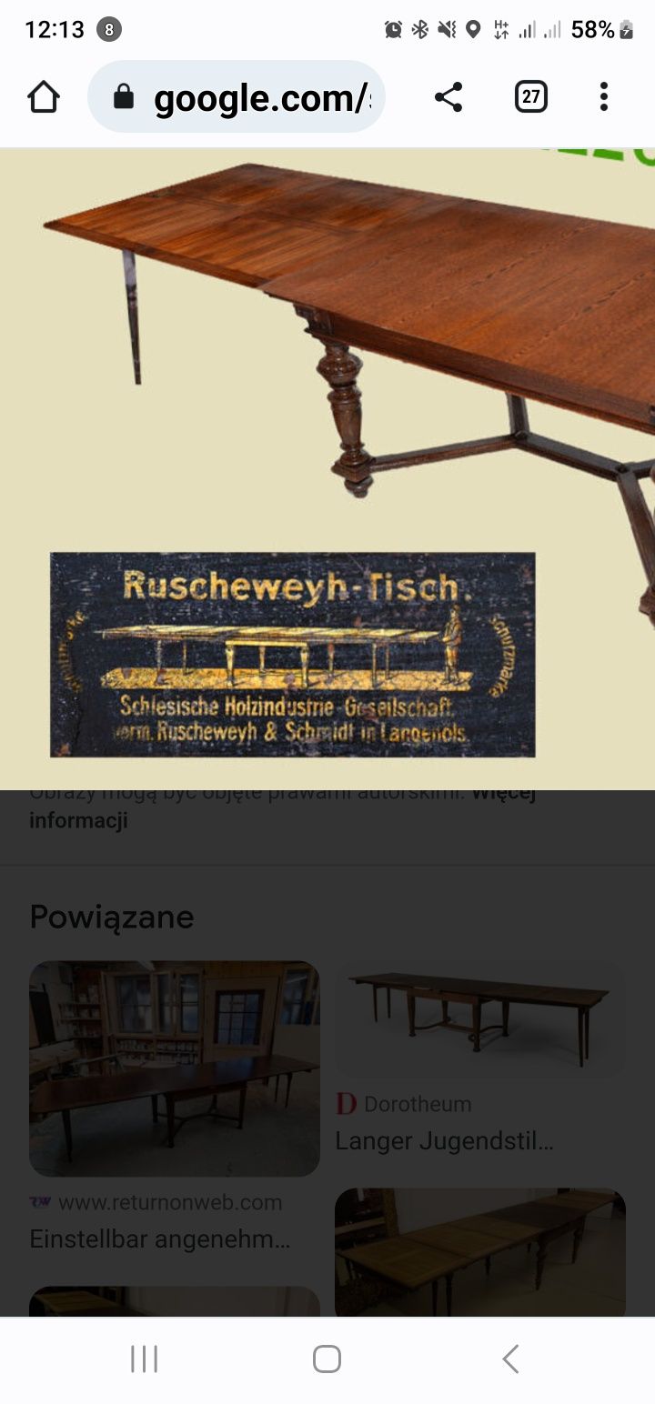Stól debowy stary 6 krzesel Ruscheweyh Tisch