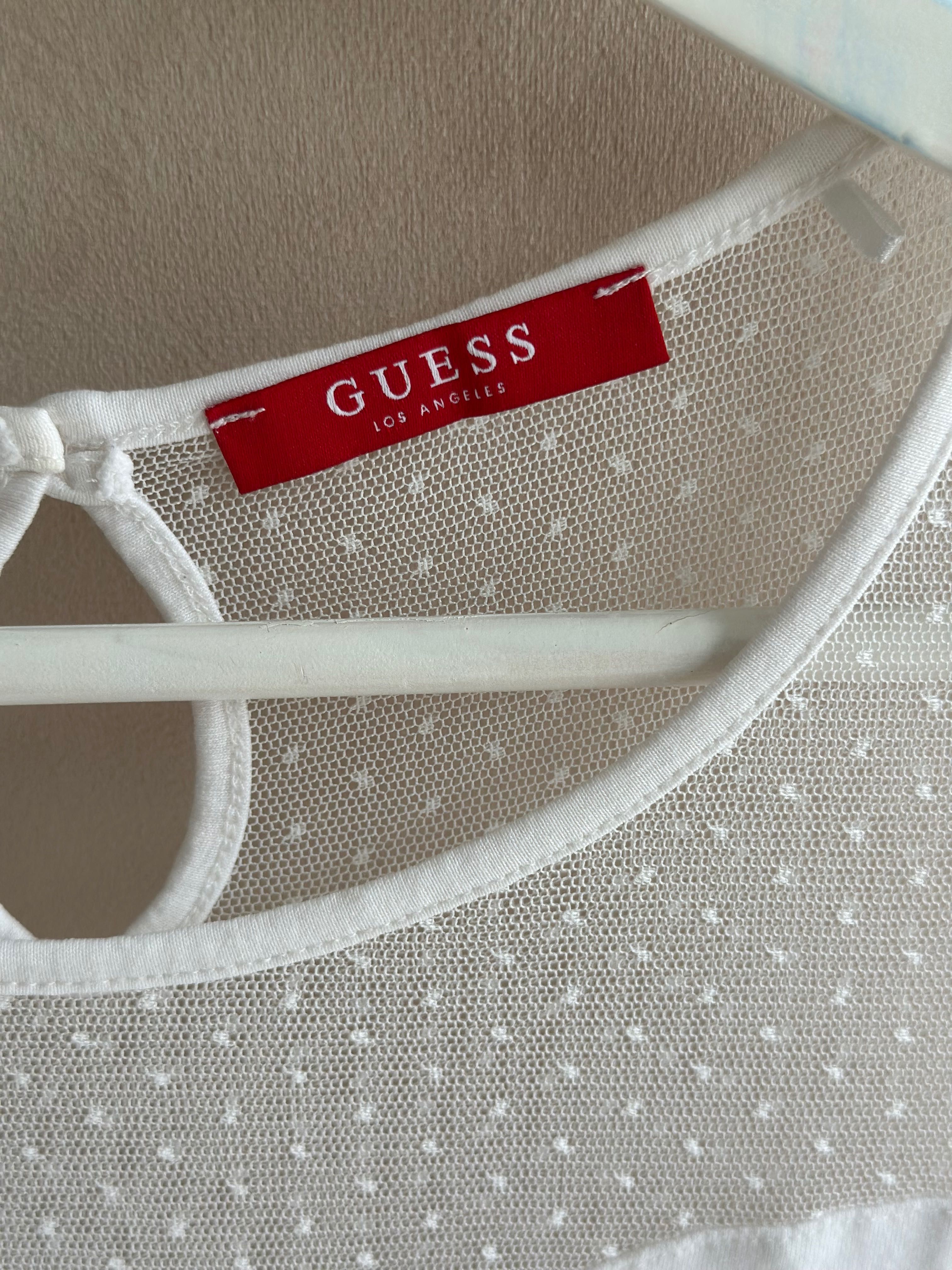 Guess Biała bluzka koszulka z długim rękawem S