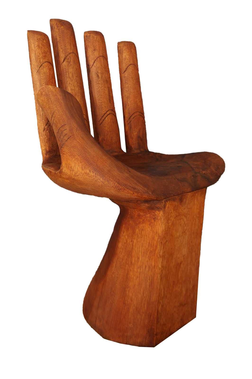 Drewniany fotel krzesło w kształcie dłoni 90 cm