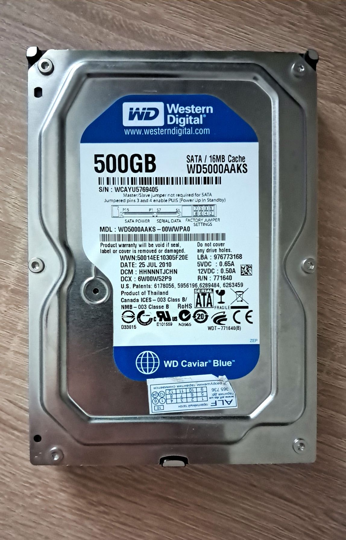 Жёсткий диск HDD SATA WD 500 GB
