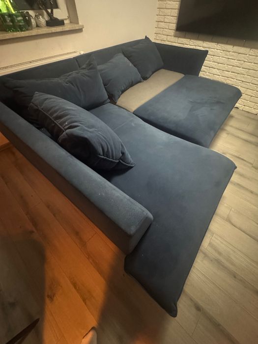 Narożnik z funkcją spania – granatowy, wygodny, 240x200 cm