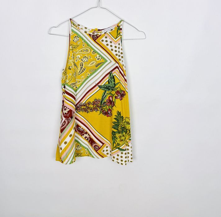 Żółty top we wzory etniczne XS 34 Warehouse