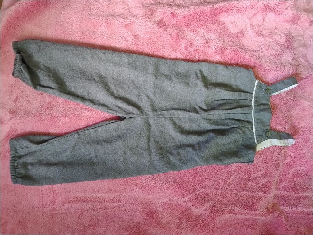 H&M r. 86 spodnie ogrodniczki eleganckie szare