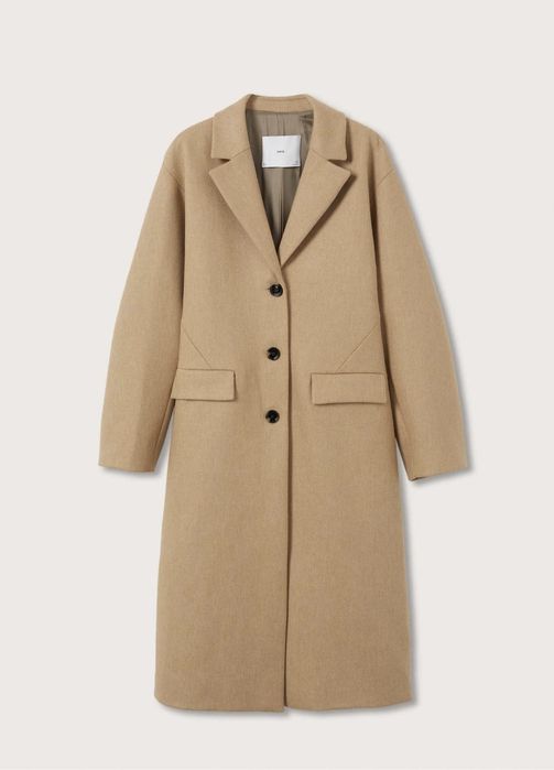 Paszcz wełniany Mango XL camel