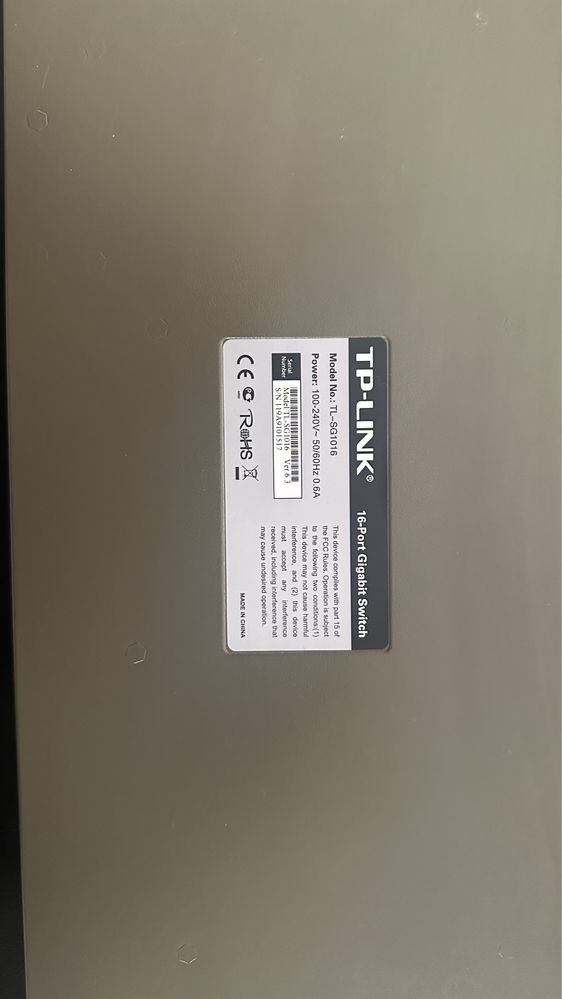 Switch 16P Gigabit TL-SG1016