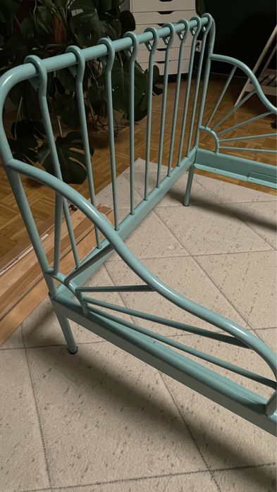 Łóżko dziecięce/rozsuwane IKEA MINNEN miętowe + materac INNERLIG