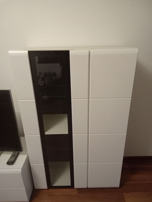 Zestaw mebli do salonu meble 3 częściowe białe na wysoki połysk z Agat
