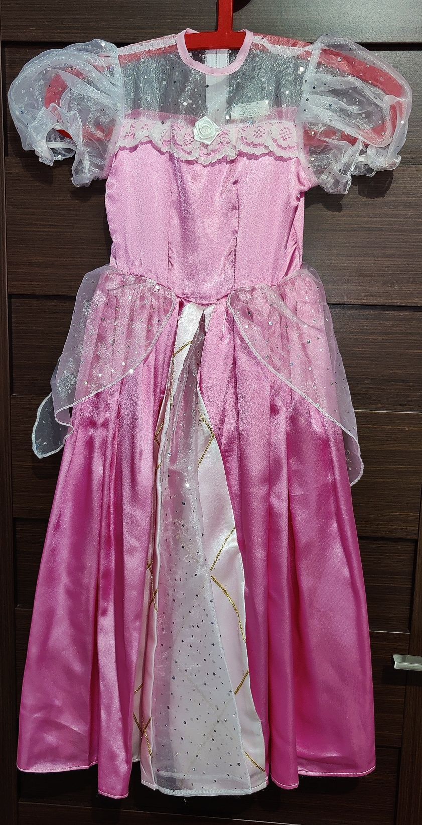 Różowa karnawałowa suknia sukienka Śpiąca Królewna długość 90 cm, rozm