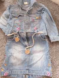Kurtka i spódnica jeans dla dziewczynki 104/110