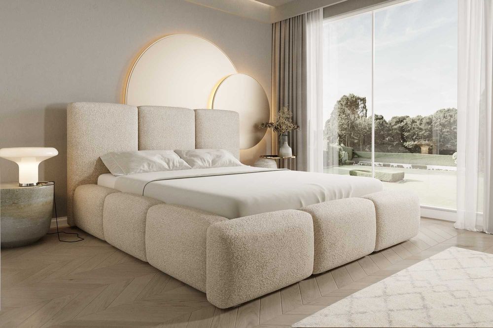 Nowoczesne Łóżko Tapicerowane Bubble Miękkie Zagłowie Producent