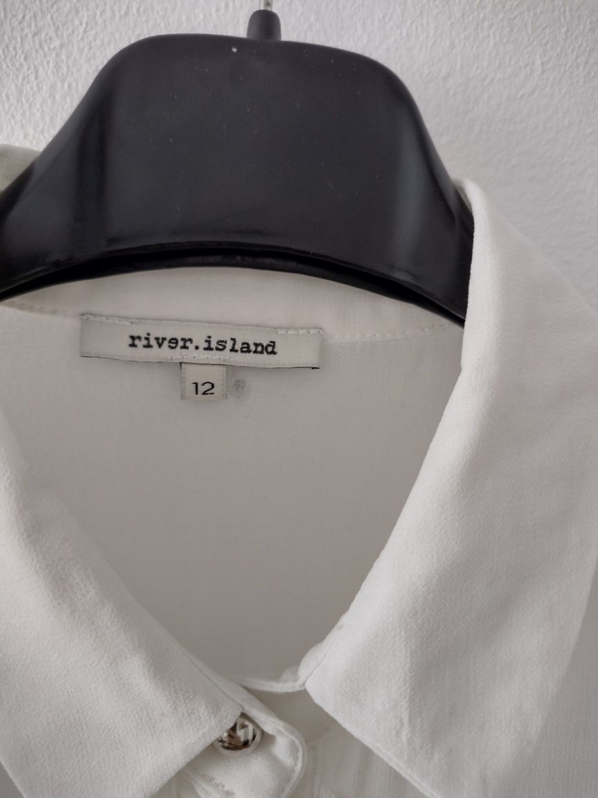 Biała kremowa półtransparentna koszula river island L 40. Długość 63,