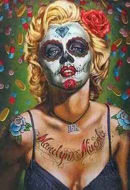 Плакат постер на холсте «Мэрилин Монро — Санта Муэрте» 20х15 см.