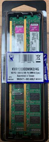 Zestaw Dwóch Modułów Pamięci RAM Kingston 4GB DDR3 1333MHz CL9