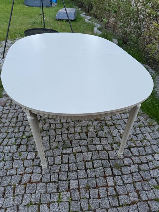 Stół owalny biały styl prowansalski zdobiony rozkładany Ludwikowski