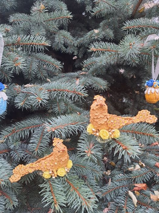 Різдвяні пташки ручної роботи. На новий рік, подарунок, для декору.